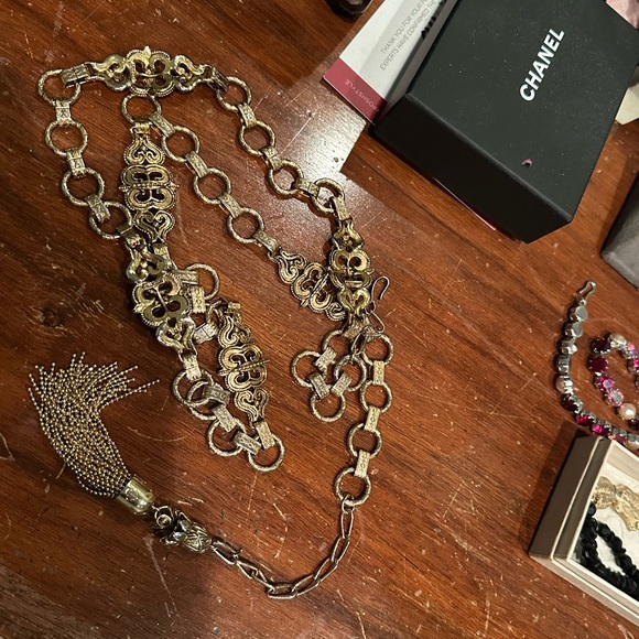 1940's Rare Hollycraft Regency Hollywood Gold Tone Metal Chain Belt - Picture 14 of 14